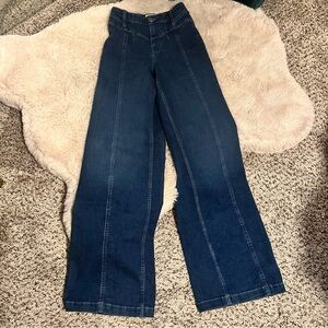 Free People Dark Blue Wide Leg Jeans